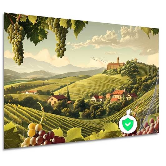 Impressionistische wijngaard met druiven poster