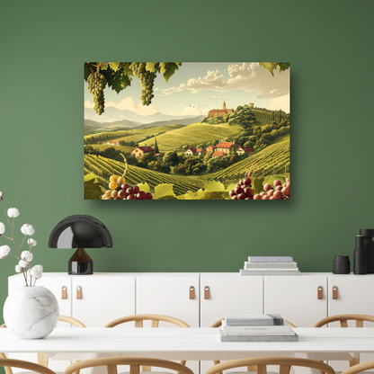 Impressionistische wijngaard met druiven canvas met baklijst