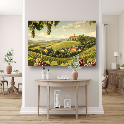 Impressionistische wijngaard met druiven canvas