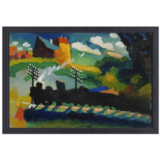 Spoorweg in de buurt van Murnau - Wassily Kandinsky canvas met baklijst