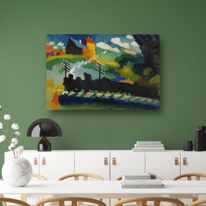 Spoorweg in de buurt van Murnau - Wassily Kandinsky canvas met baklijst