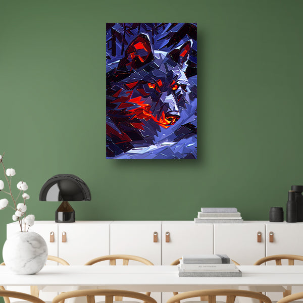 Dynamisch abstract kunstwerk met wolf design canvas met baklijst