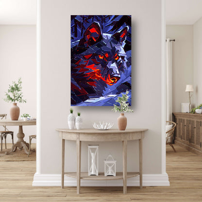 Dynamisch abstract kunstwerk met wolf design canvas met baklijst