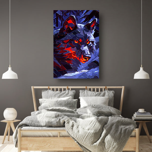 Dynamisch abstract kunstwerk met wolf design canvas met baklijst
