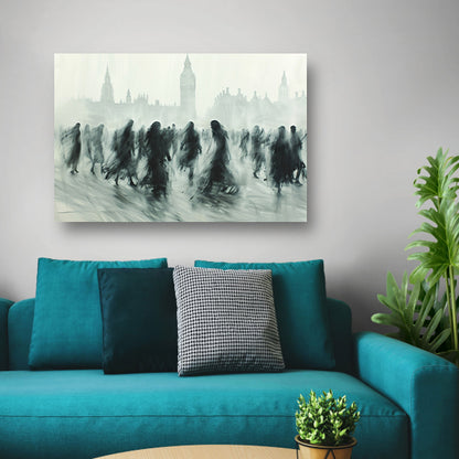 Schaduwfiguren voor een iconische skyline acrylglas