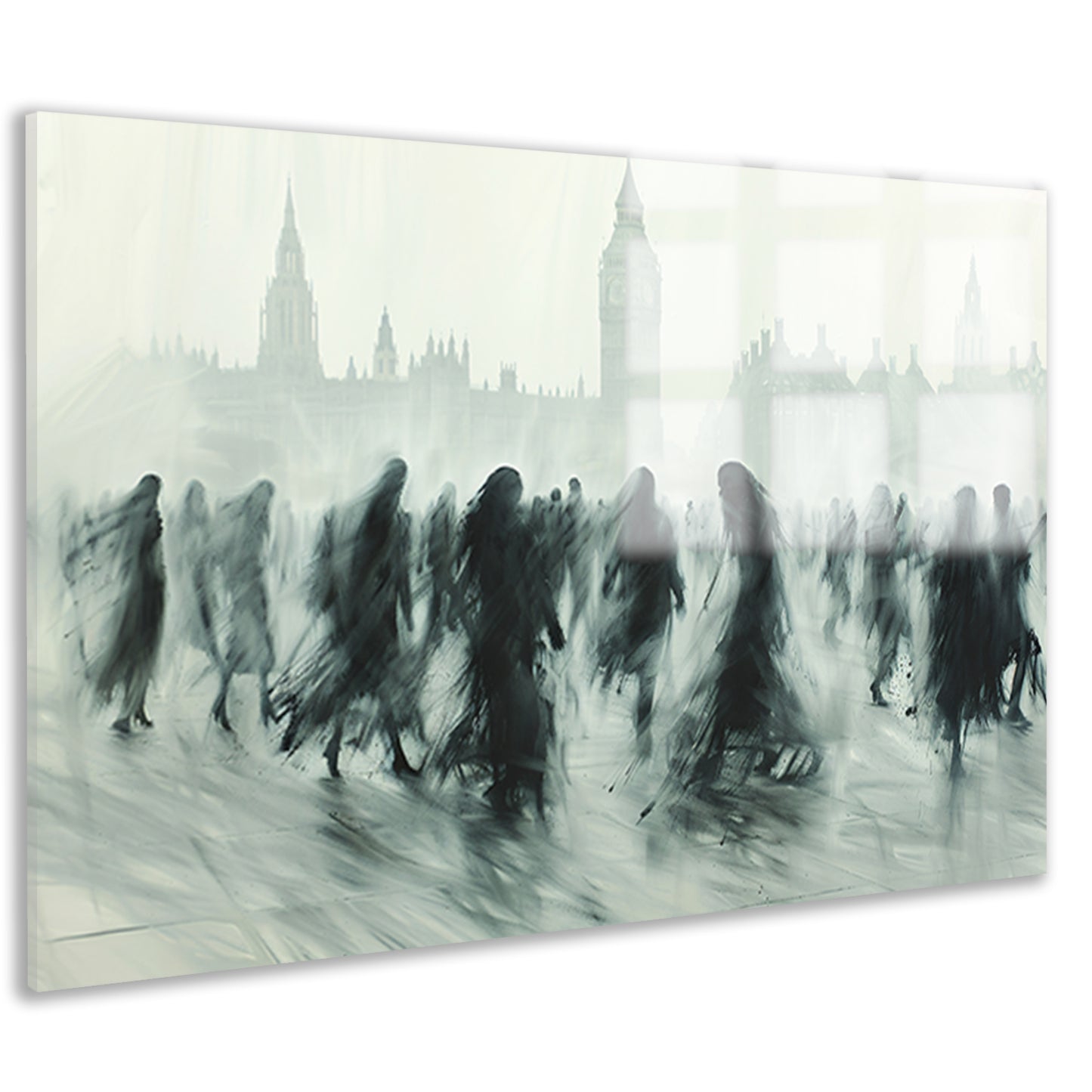 Schaduwfiguren voor een iconische skyline acrylglas