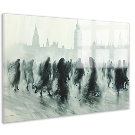 Schaduwfiguren voor een iconische skyline acrylglas