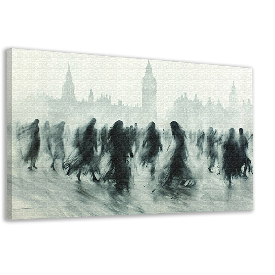 Schaduwfiguren voor een iconische skyline canvas