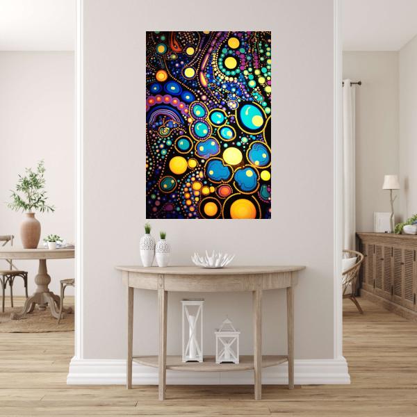 Kosmische Dans van Levendige Kleuren canvas met baklijst