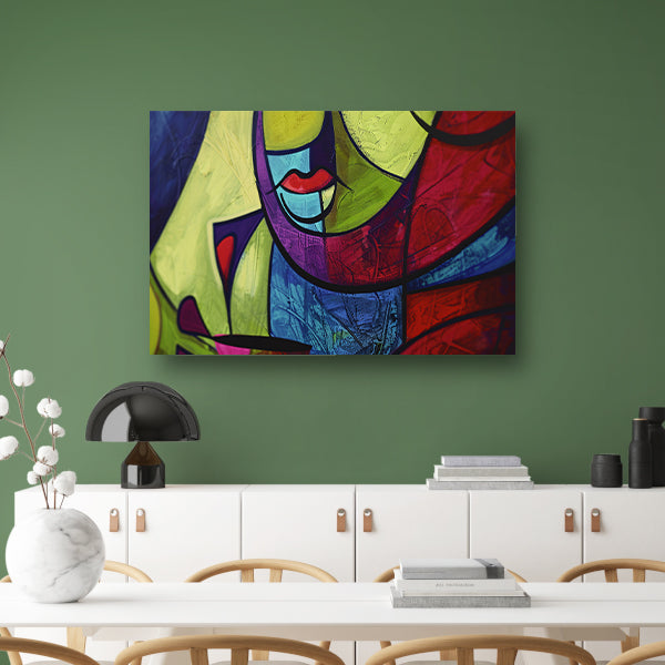 Abstracte kleurrijke kubistische kunst poster