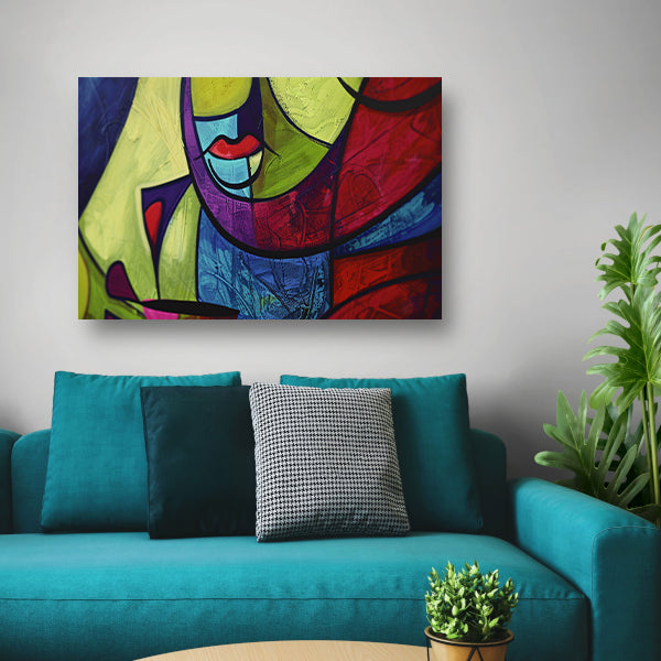 Abstracte kleurrijke kubistische kunst poster
