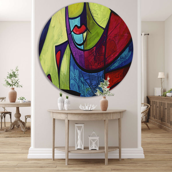 Abstracte kleurrijke kubistische kunst forex muurcirkel