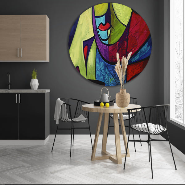 Abstracte kleurrijke kubistische kunst forex muurcirkel