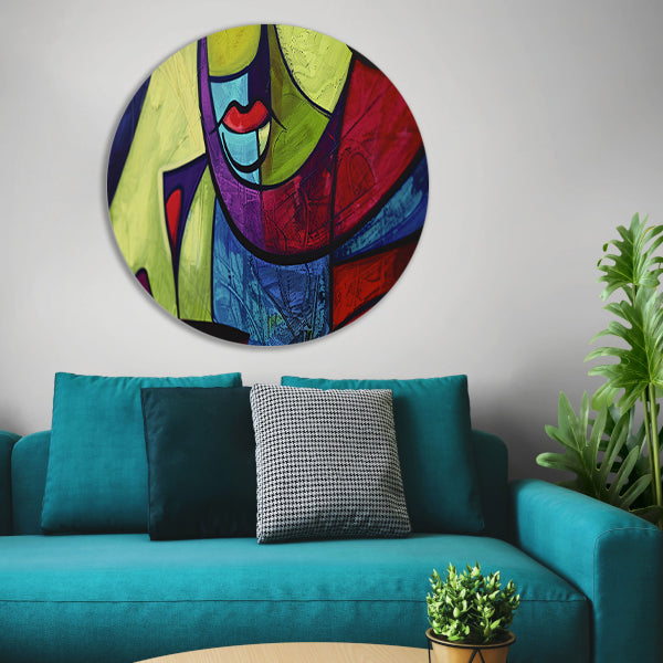 Abstracte kleurrijke kubistische kunst forex muurcirkel