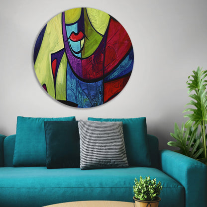 Abstracte kleurrijke kubistische kunst forex muurcirkel