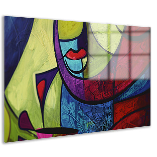 Abstracte kleurrijke kubistische kunst acrylglas