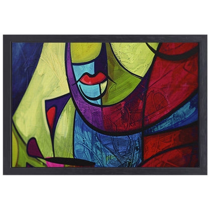 Abstracte kleurrijke kubistische kunst canvas met baklijst