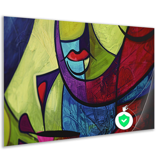 Abstracte kleurrijke kubistische kunst poster