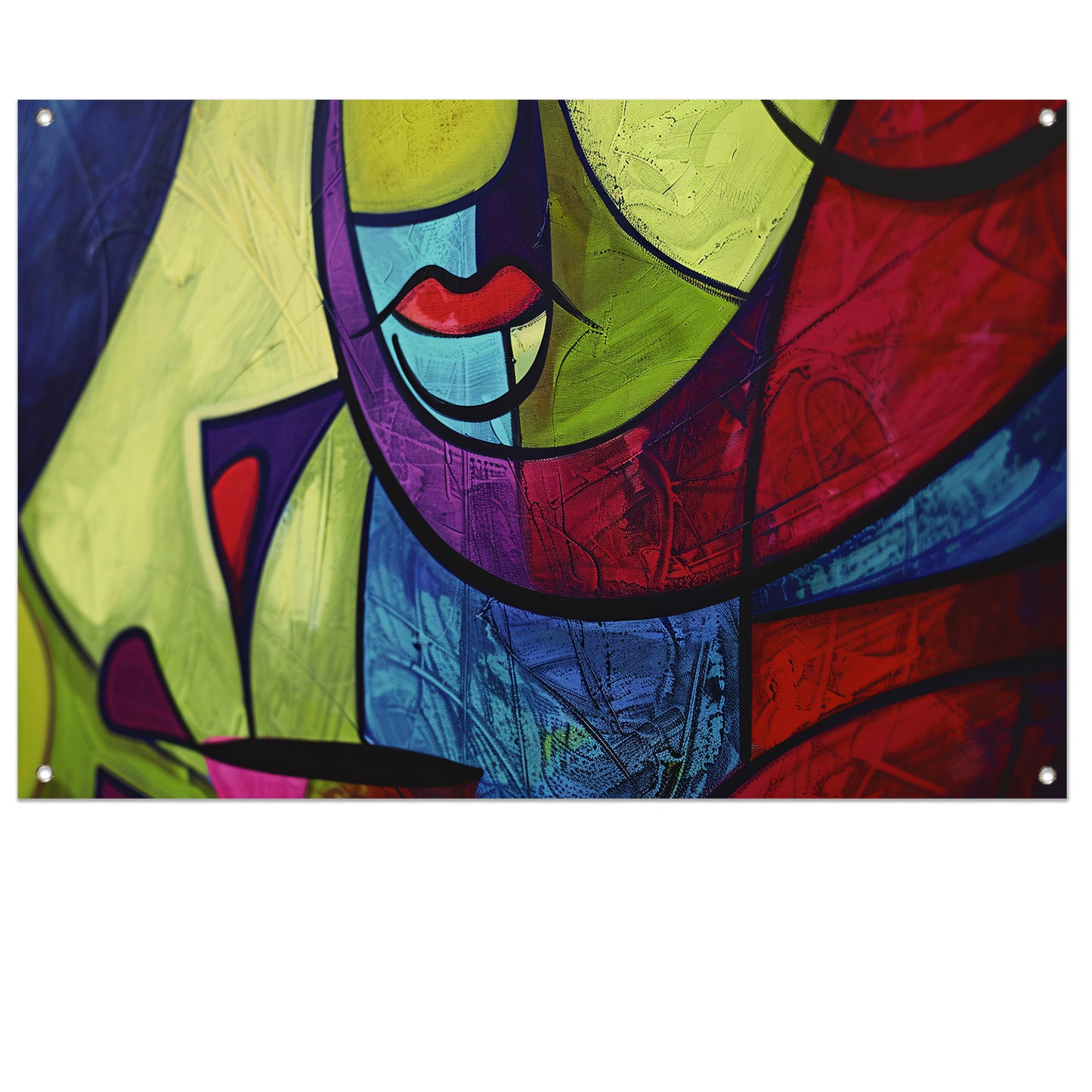 Abstracte kleurrijke kubistische kunst tuinposter