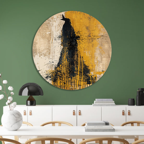 Abstract schilderij van een dynamische beer aluminium muurcirkel