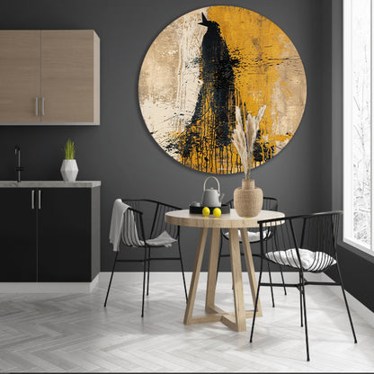Abstract schilderij van een dynamische beer aluminium muurcirkel