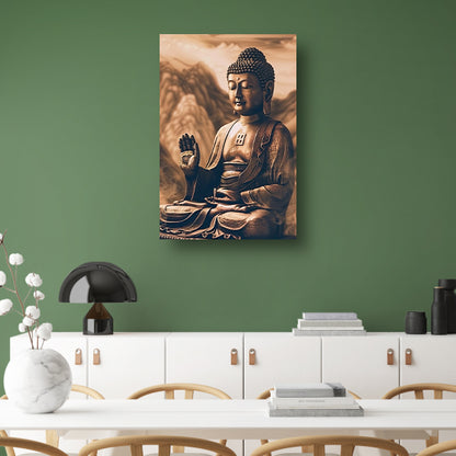 Serene Boeddha met rustgevende achtergrond canvas