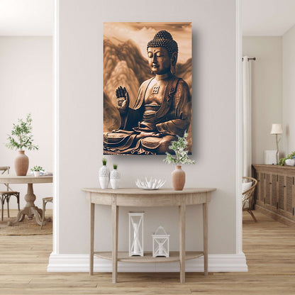 Serene Boeddha met rustgevende achtergrond canvas