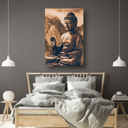 Serene Boeddha met rustgevende achtergrond canvas