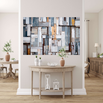 Verweerd Hout Mozaïek in Monochroom canvas met baklijst