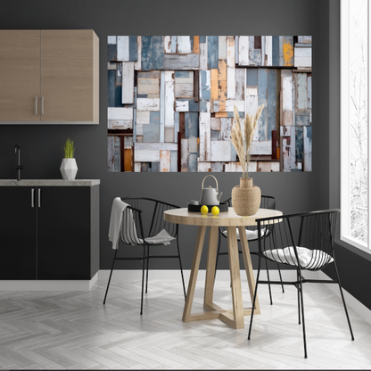 Verweerd Hout Mozaïek in Monochroom canvas met baklijst