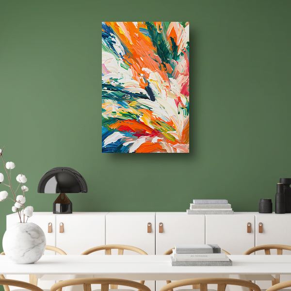 Kleurrijke abstracte bloemen met dynamische tinten canvas