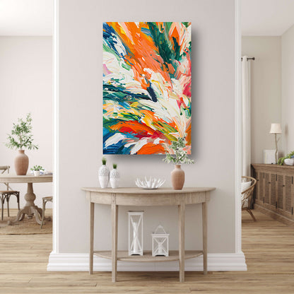 Kleurrijke abstracte bloemen met dynamische tinten canvas