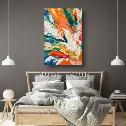Kleurrijke abstracte bloemen met dynamische tinten canvas