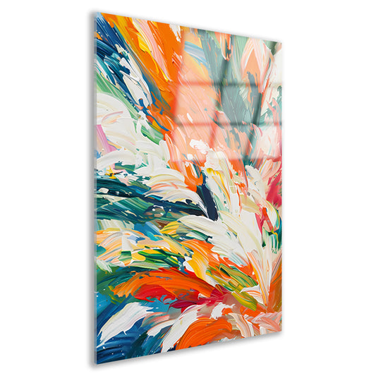 Kleurrijke abstracte bloemen met dynamische tinten acrylglas