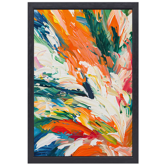 Kleurrijke abstracte bloemen met dynamische tinten canvas met baklijst