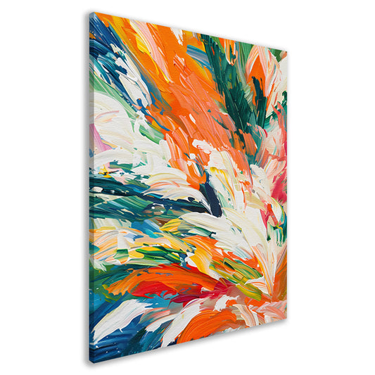 Kleurrijke abstracte bloemen met dynamische tinten canvas