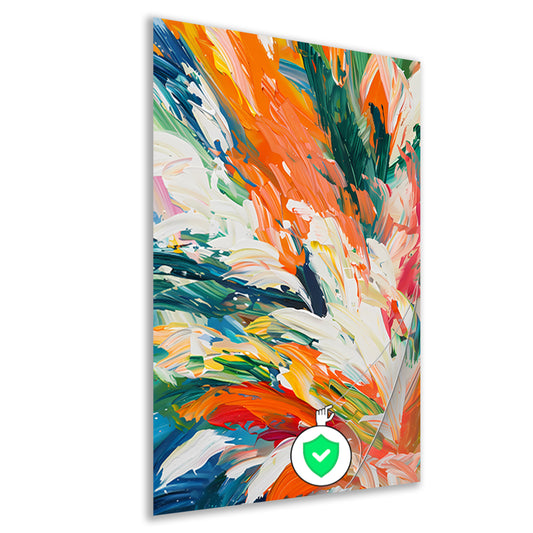 Kleurrijke abstracte bloemen met dynamische tinten poster