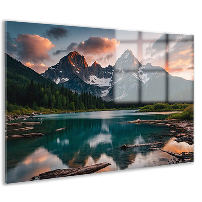 Adembenemend Berglandschap met Spiegelend Meer acrylglas