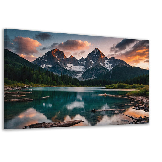 Adembenemend Berglandschap met Spiegelend Meer canvas