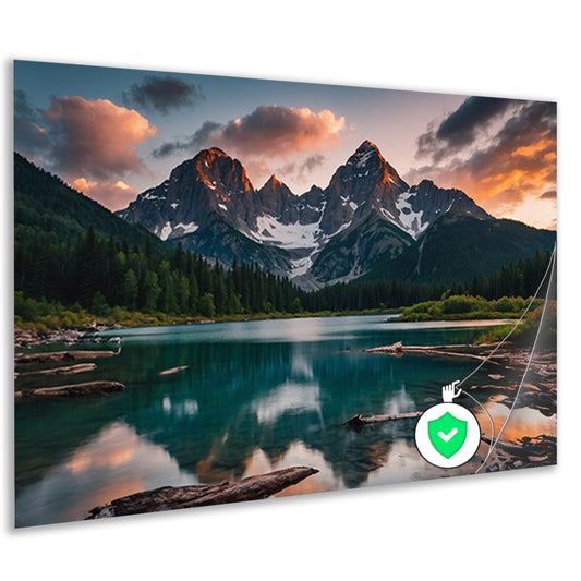 Adembenemend Berglandschap met Spiegelend Meer poster