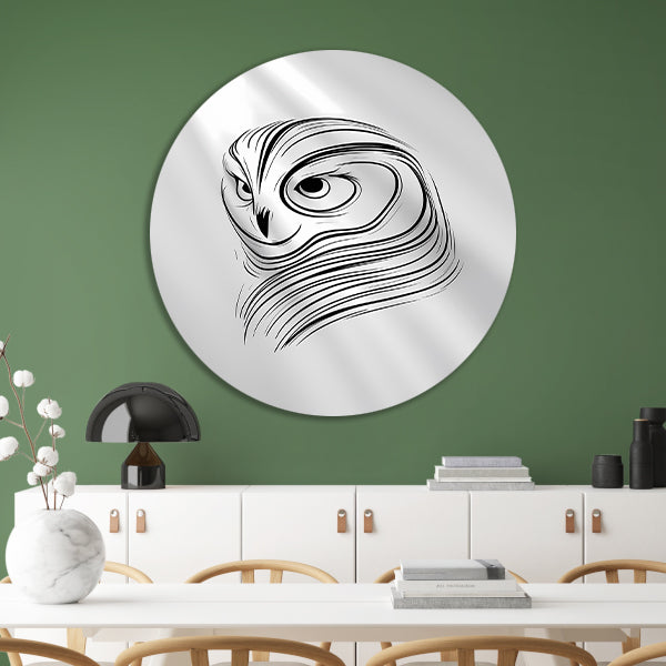 Minimalistische Uil Abstract Lijnen Design aluminium muurcirkel