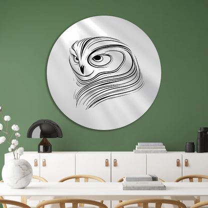 Minimalistische Uil Abstract Lijnen Design aluminium muurcirkel
