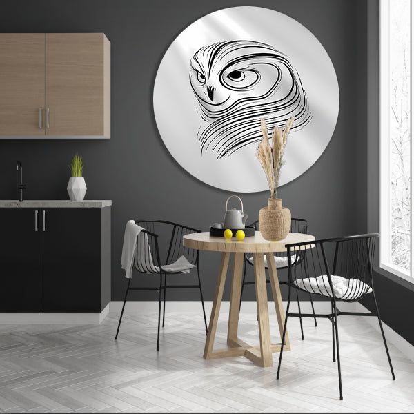 Minimalistische Uil Abstract Lijnen Design aluminium muurcirkel