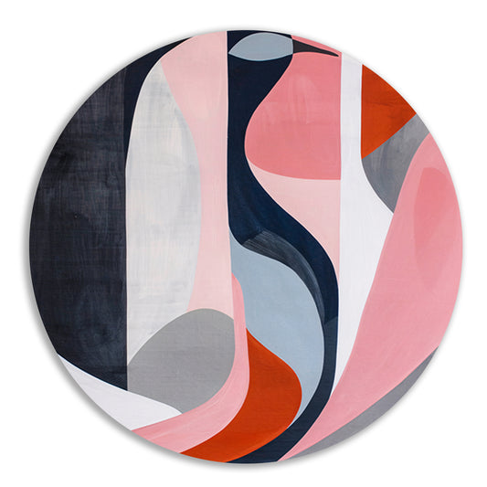 Abstract minimalistisch kunstwerk met kleurrijke vogel aluminium muurcirkel