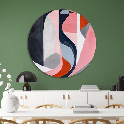 Abstract minimalistisch kunstwerk met kleurrijke vogel aluminium muurcirkel