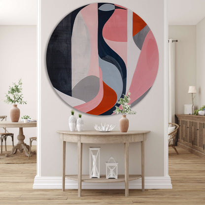 Abstract minimalistisch kunstwerk met kleurrijke vogel aluminium muurcirkel