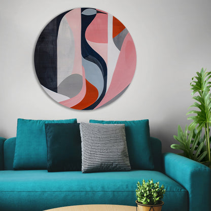 Abstract minimalistisch kunstwerk met kleurrijke vogel aluminium muurcirkel