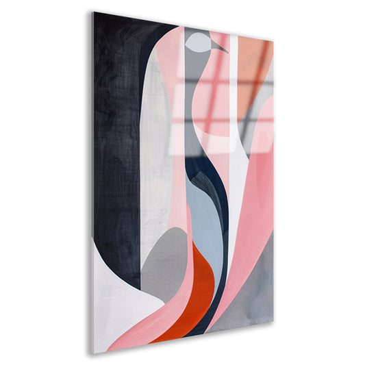 Abstract minimalistisch kunstwerk met kleurrijke vogel acrylglas