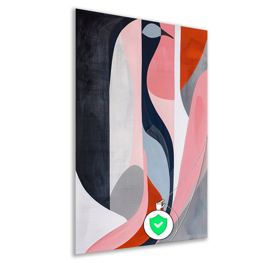 Abstract minimalistisch kunstwerk met kleurrijke vogel poster