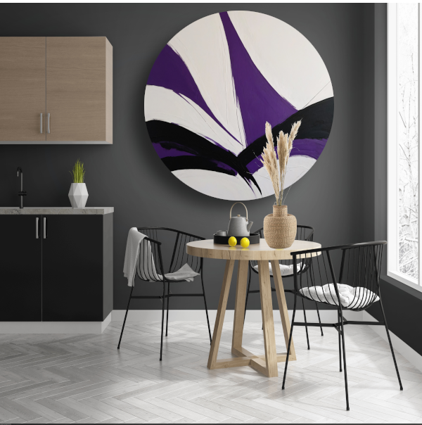 Abstract Paars-Zwart Dynamisch Contrast forex muurcirkel